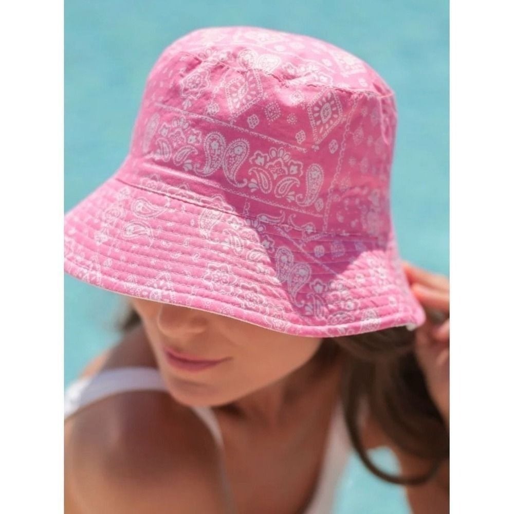 Shiraleah Dallas Reversible Pink Paisley Cotton Bucket Hat Women One Size NWT